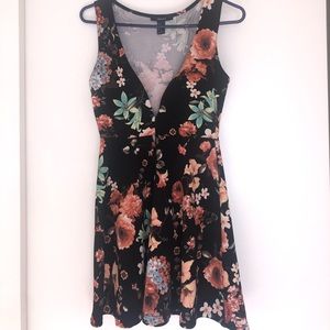 Forever 21 Floral Deep V Mini Dress